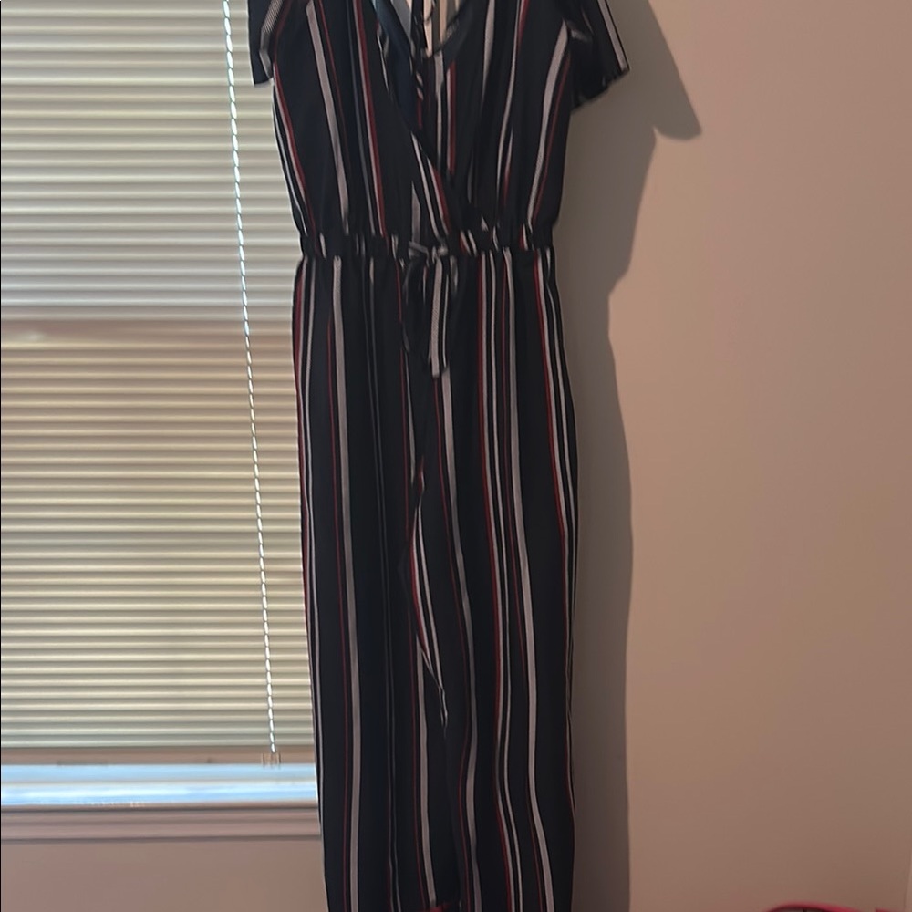 Striped Jumpsuit with Tie Waist